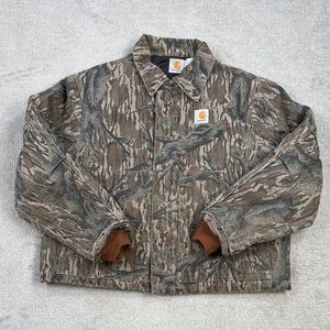 Vintage 90s Carhartt J63 Camo Artic Jacket Mossy Oak Realtree Size Large USA